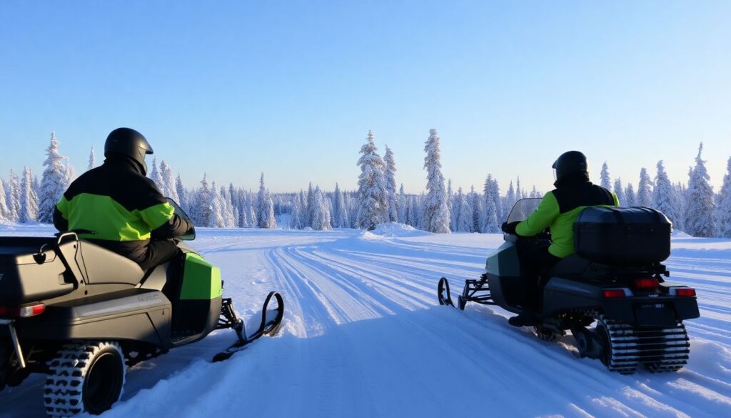 Отдых в Карелии зимой: снегоходы - иллюстрация