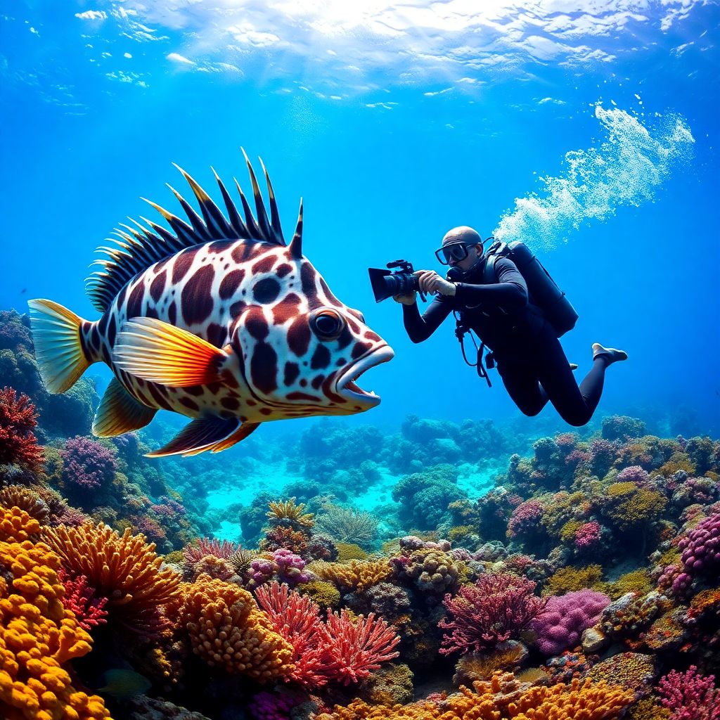 Рыба-триггер атаковала российского дайвера на Мальдивах во время подводной съёмки