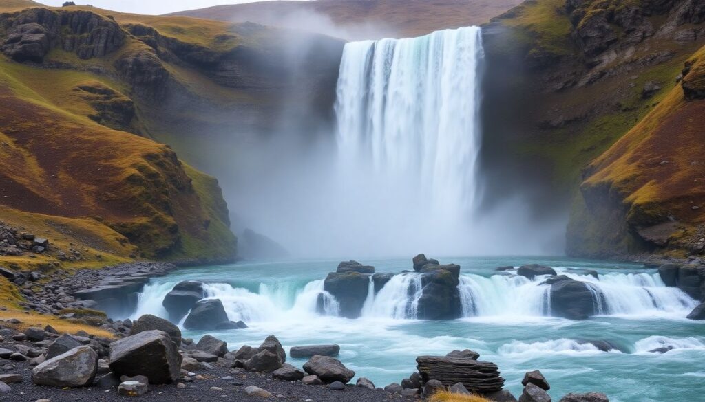 гейзеры и водопады - иллюстрация