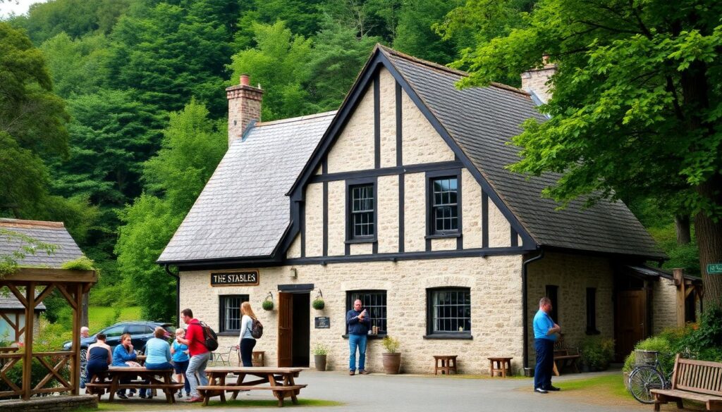 пабы и изумрудные пейзажи - иллюстрация