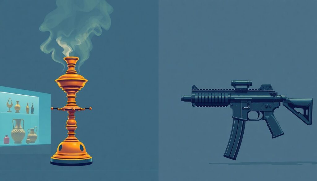 самовары и оружие - иллюстрация