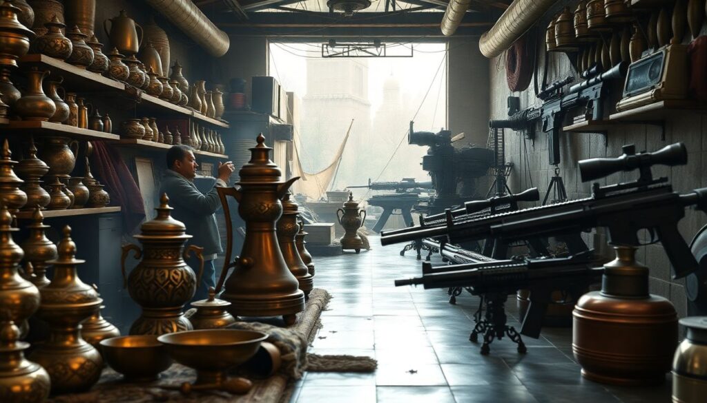 самовары и оружие - иллюстрация