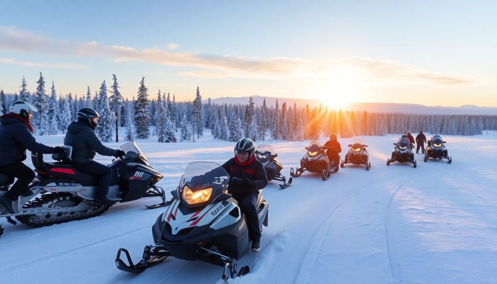 Отдых в Карелии зимой: снегоходы - иллюстрация