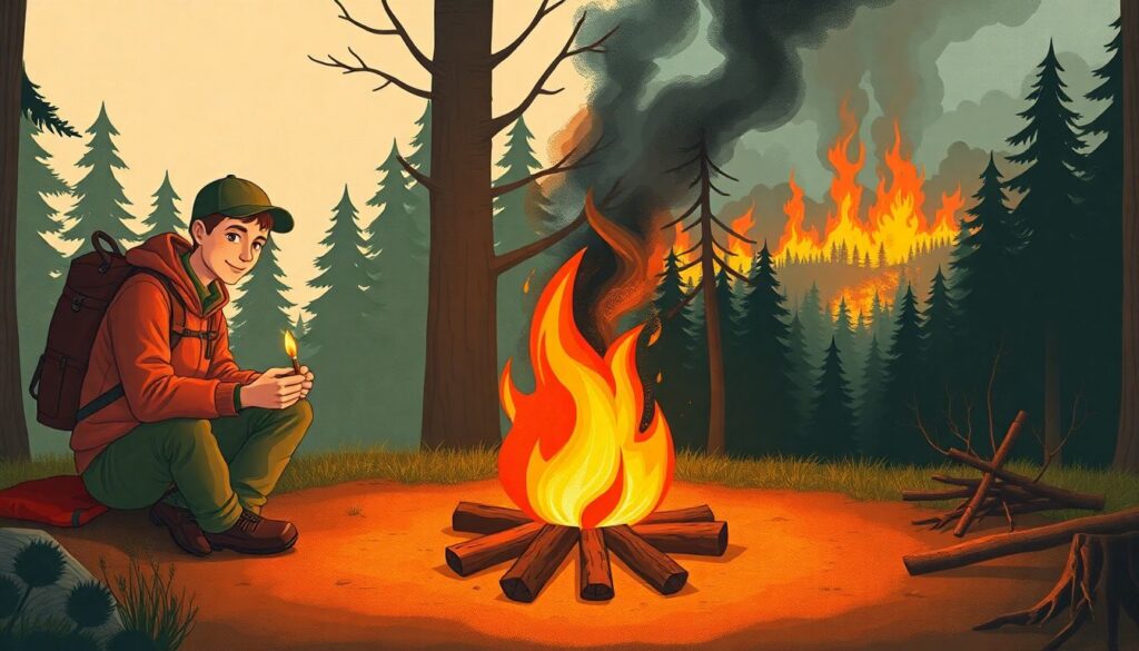 Как разводить костер в походе: правила безопасности - иллюстрация